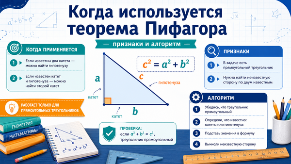 Когда используется теорема Пифагора