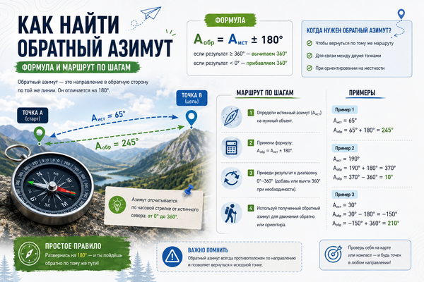 Как найти обратный азимут